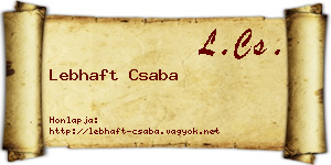 Lebhaft Csaba névjegykártya
